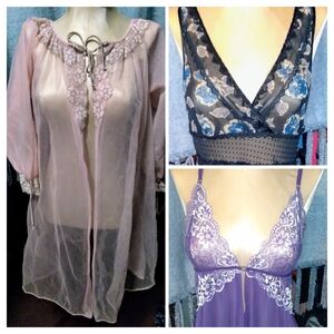 Victoria's Secret Pink and Purple Lace Chemise Set